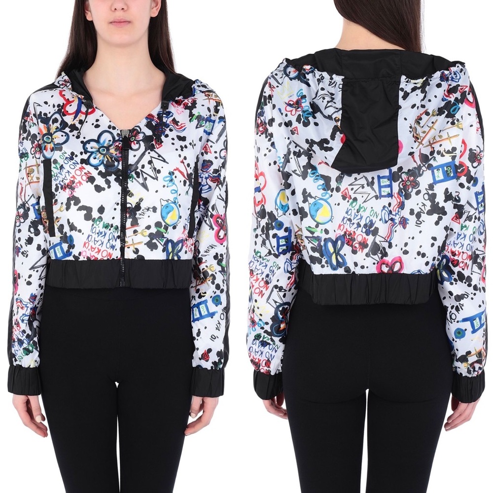 No Ka' Oi KuKu Moe Print Cropped Hoodie Jacket